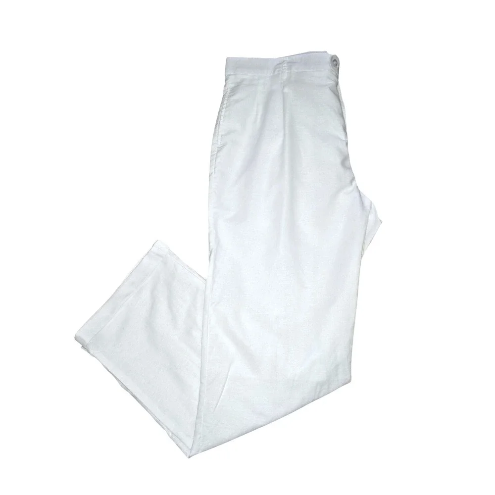 Giorgio Inserti Linen Trousers Mens 44X33 White Pleated Front Straight Leg Pants